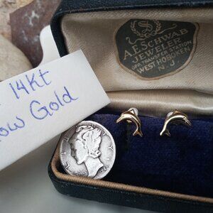 Solid 14kt Gold Dolphin Earrings